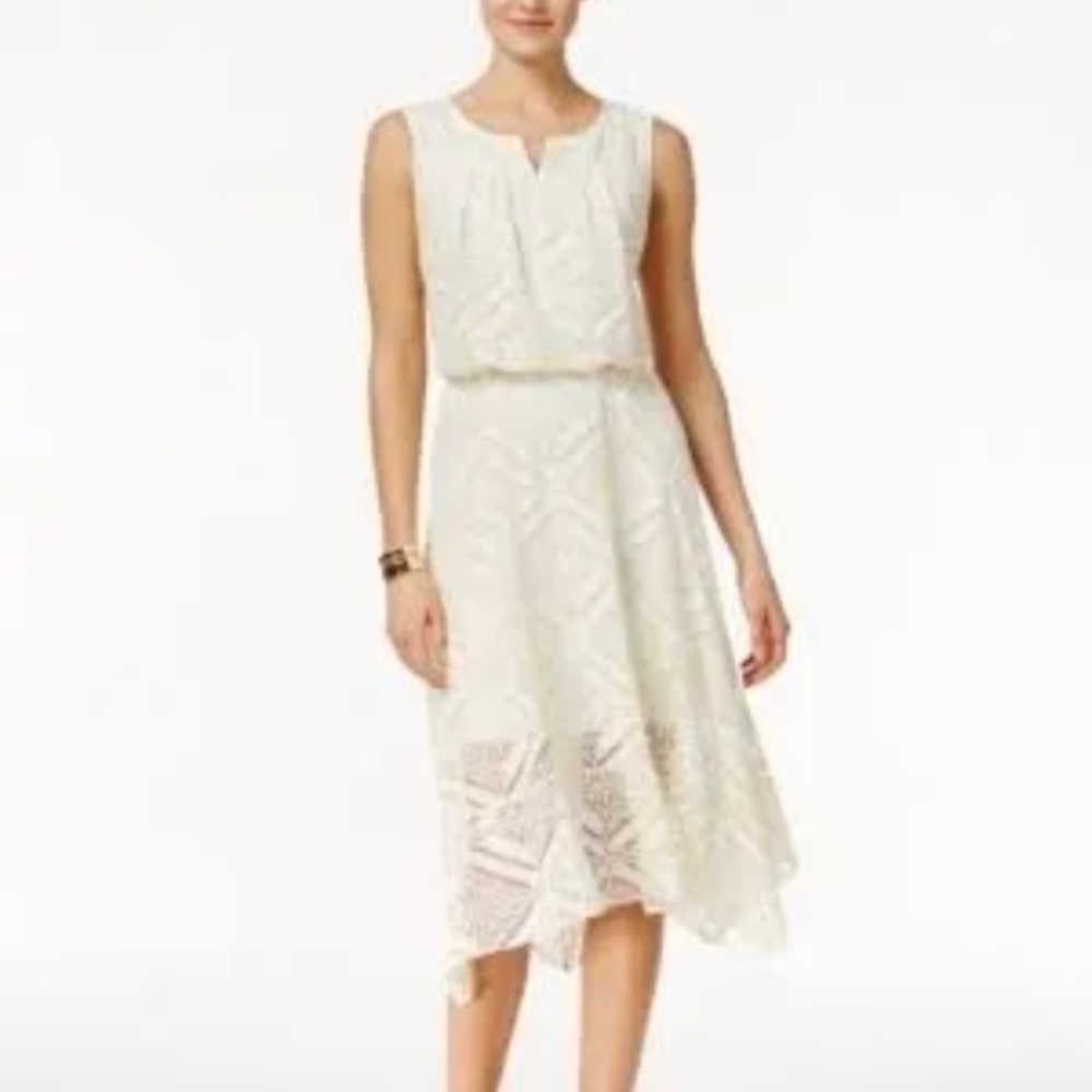 Style &Co Cream Color Crochet Sleeveless Dress w/ lining & handkerchief hem XXL